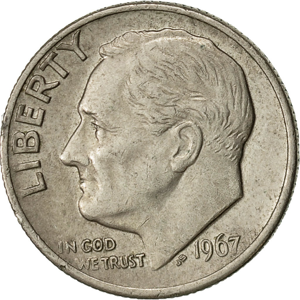 United States, Roosevelt Dime, Dime, 1967, U.S. Mint, Philadelphia, VF(30-35)