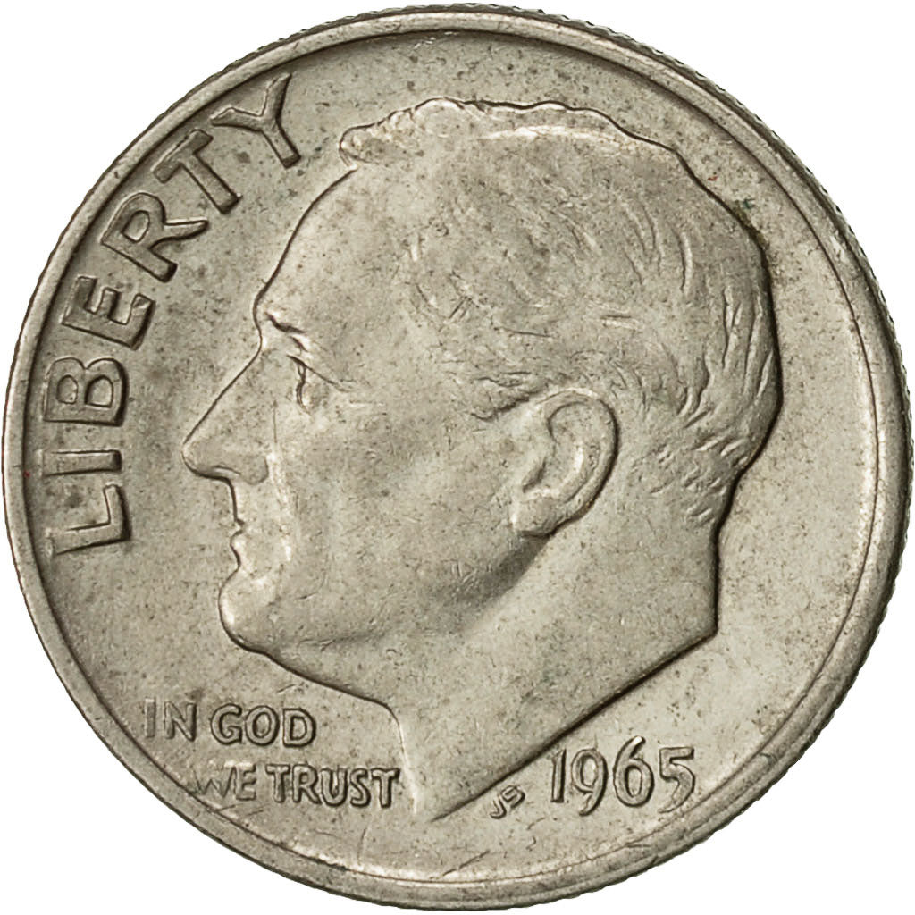 United States, Roosevelt Dime, Dime, 1965, U.S. Mint, Philadelphia, EF(40-45)