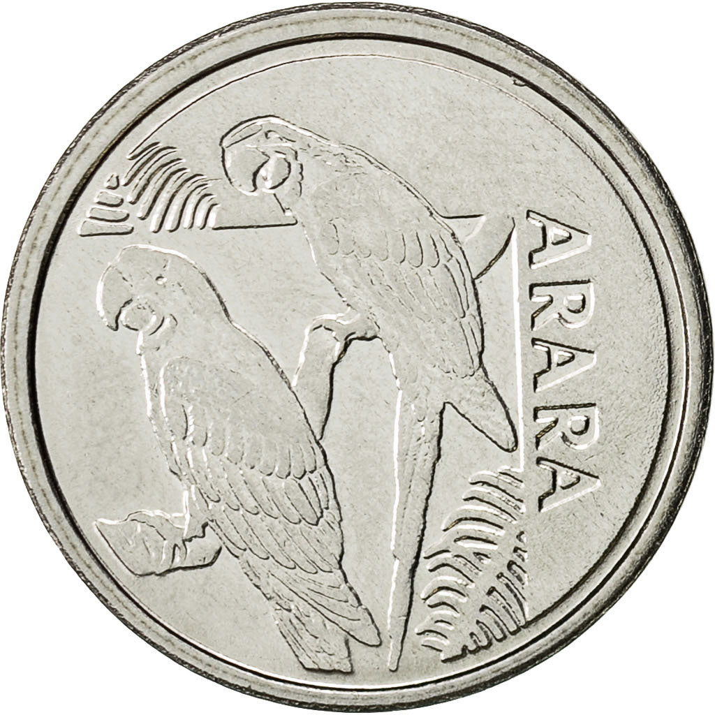 Brasil, 5 Cruzeiros Reais, 1993, MBC, Acero inoxidable, KM:627