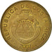 Costa Rica, 100 Colones, 2007, SS, Brass plated steel, KM:240a
