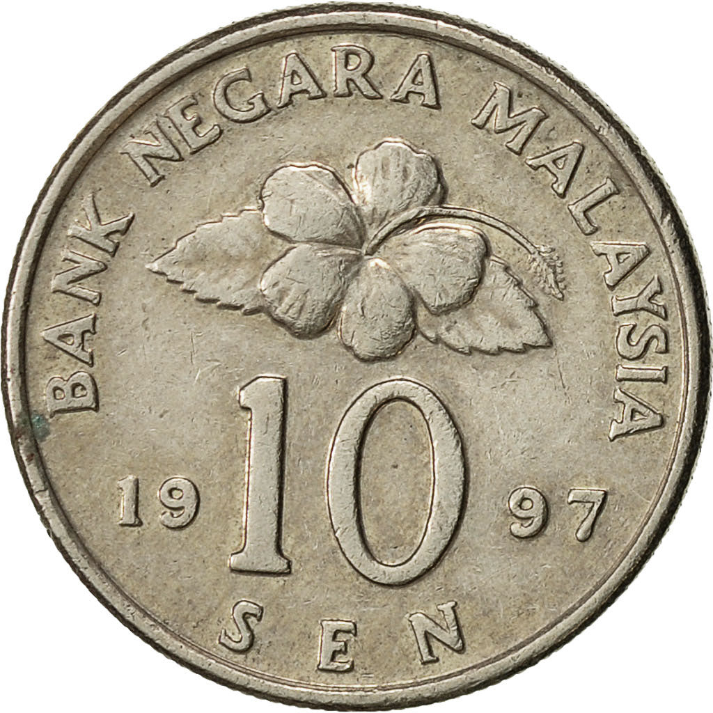 Malaysia, 10 Sen, 1997, Franklin Mint, SS, Copper-nickel, KM:3