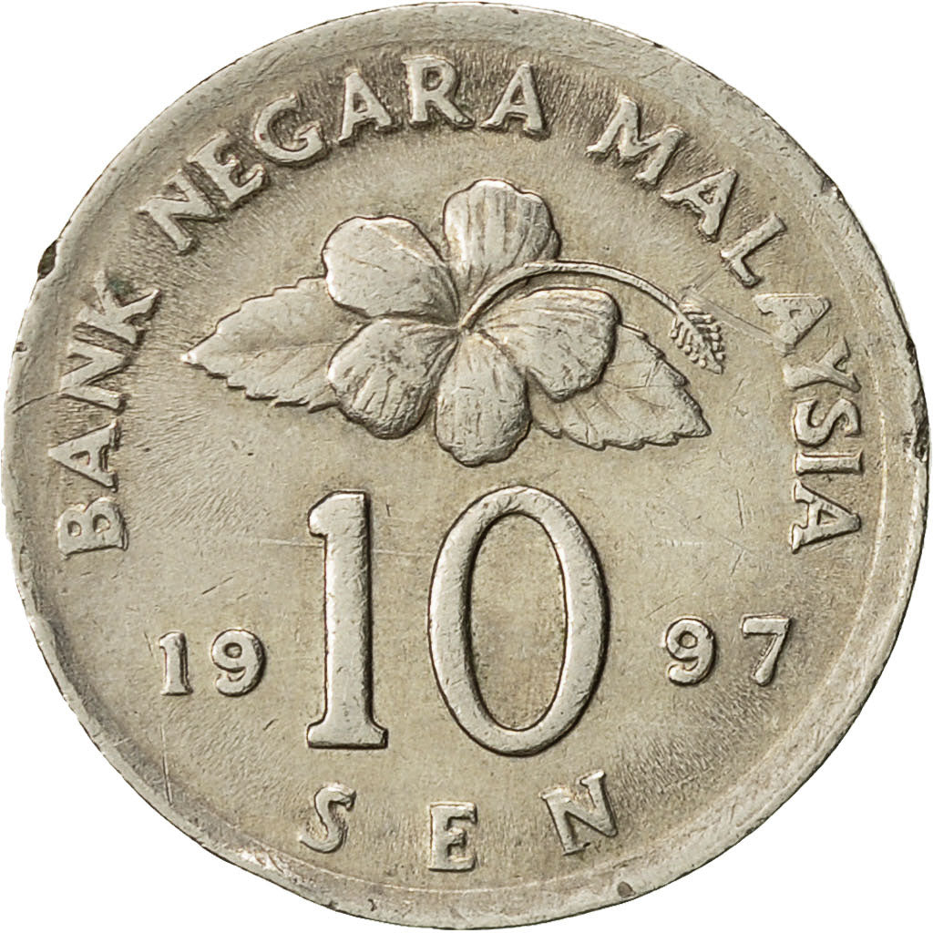 Malaysia, 10 Sen, 1997, Franklin Mint, S+, Copper-nickel, KM:3