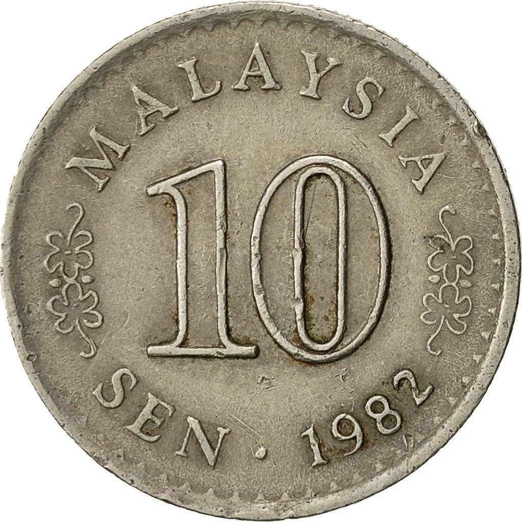 Malaysia, 10 Sen, 1982, Franklin Mint, EF(40-45), Copper-nickel, KM:3