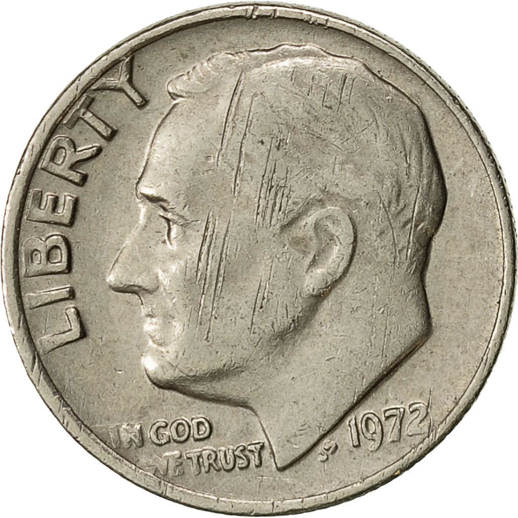 United States, Roosevelt Dime, Dime, 1972, U.S. Mint, Philadelphia, EF(40-45)