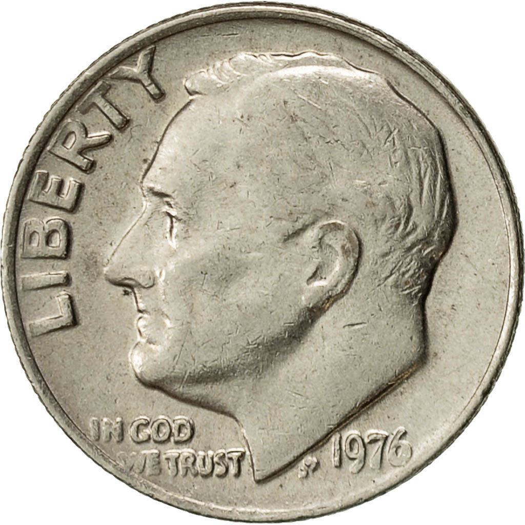 Stati Uniti, Roosevelt Dime, Dime, 1976, U.S. Mint, Philadelphia, BB, Rame