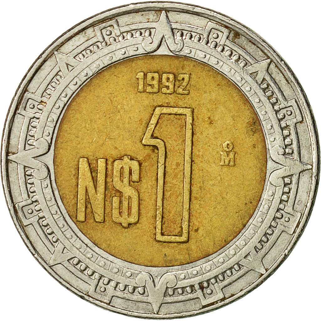México, Nuevo Peso, 1992, Mexico City, BC+, Bimetálico, KM:550