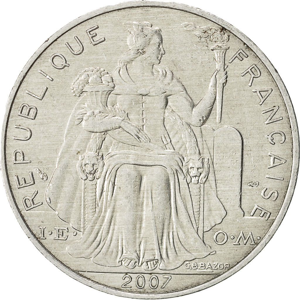 French Polynesia, 5 Francs, 2007, Paris, AU(55-58), Aluminum, KM:12