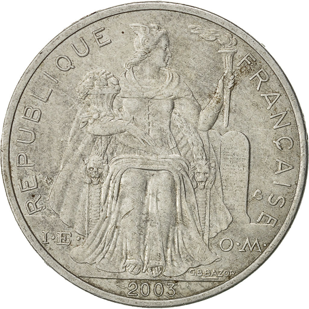 French Polynesia, 5 Francs, 2003, Paris, VF(20-25), Aluminum, KM:12
