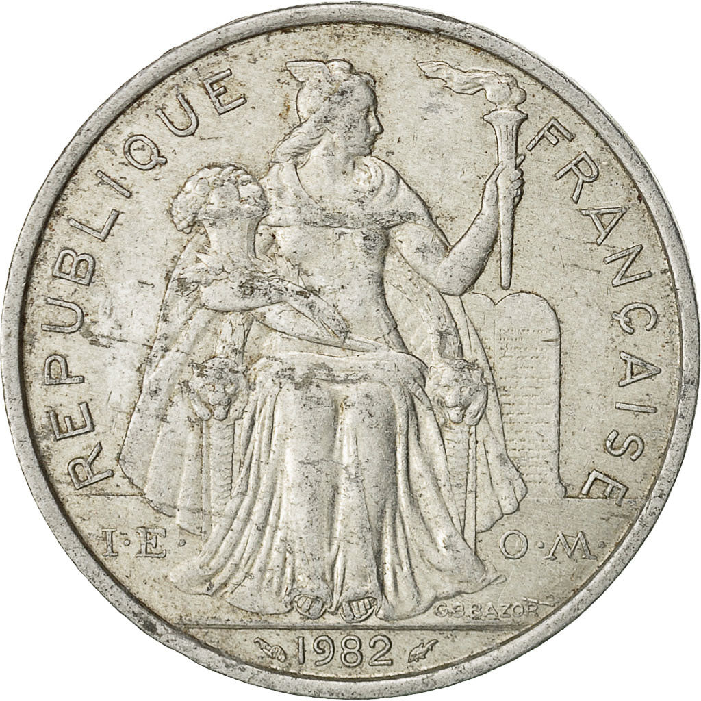 French Polynesia, 5 Francs, 1982, Paris, VF(20-25), Aluminum, KM:12