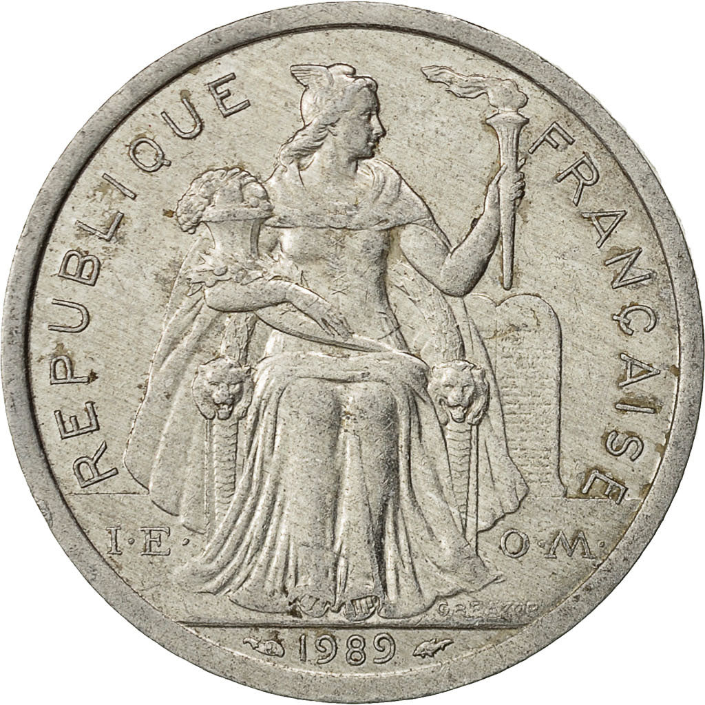 French Polynesia, 2 Francs, 1989, Paris, VF(30-35), Aluminum, KM:10
