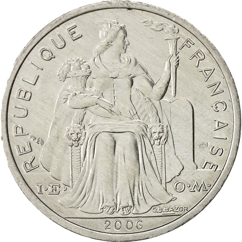 New Caledonia, 2 Francs, 2006, Paris, AU(50-53), Aluminum, KM:14