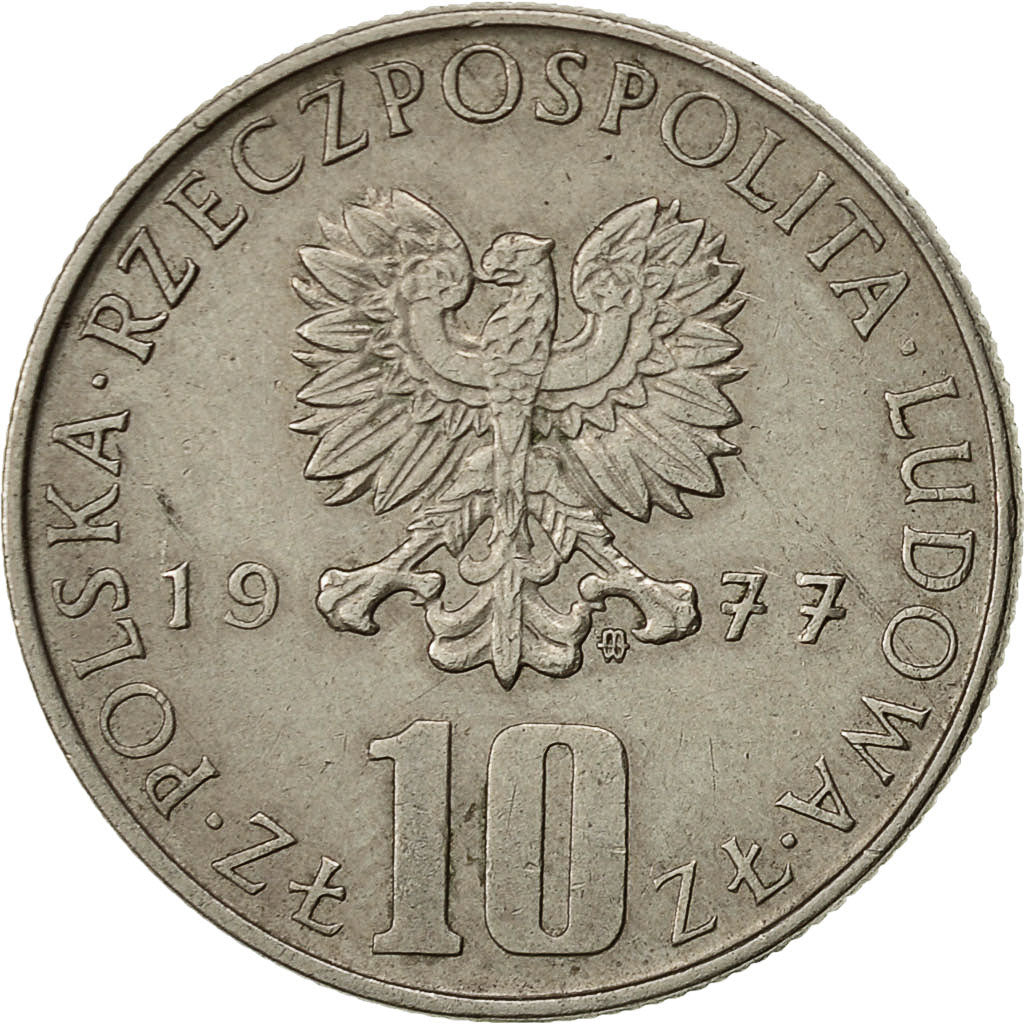 Pologne, 10 Zlotych, 1977, Warsaw, TTB, Copper-nickel, KM:73