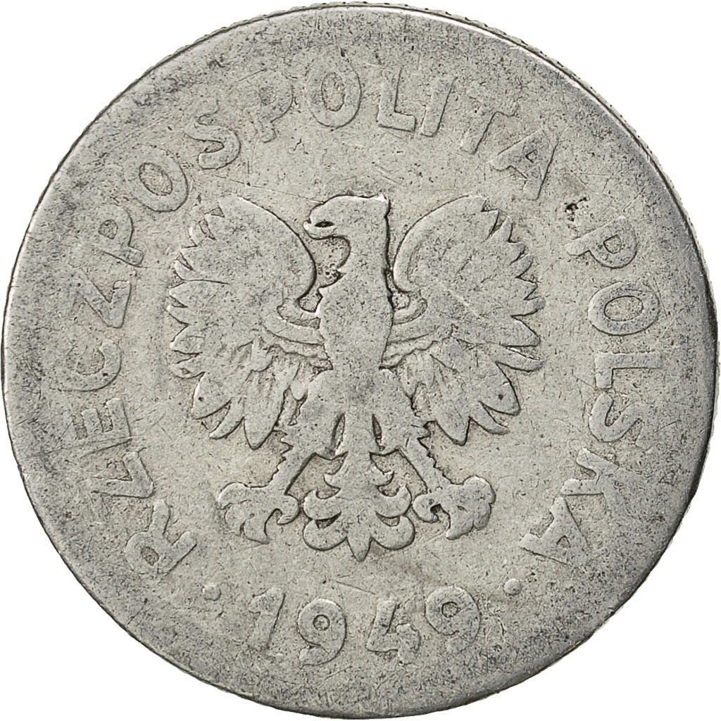Pologne, Zloty, 1949, Warsaw, B+, Aluminium, KM:45a