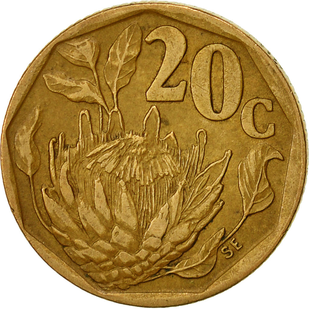 South Africa, 20 Cents, 1993, Pretoria, VF(30-35), Bronze Plated Steel, KM:136
