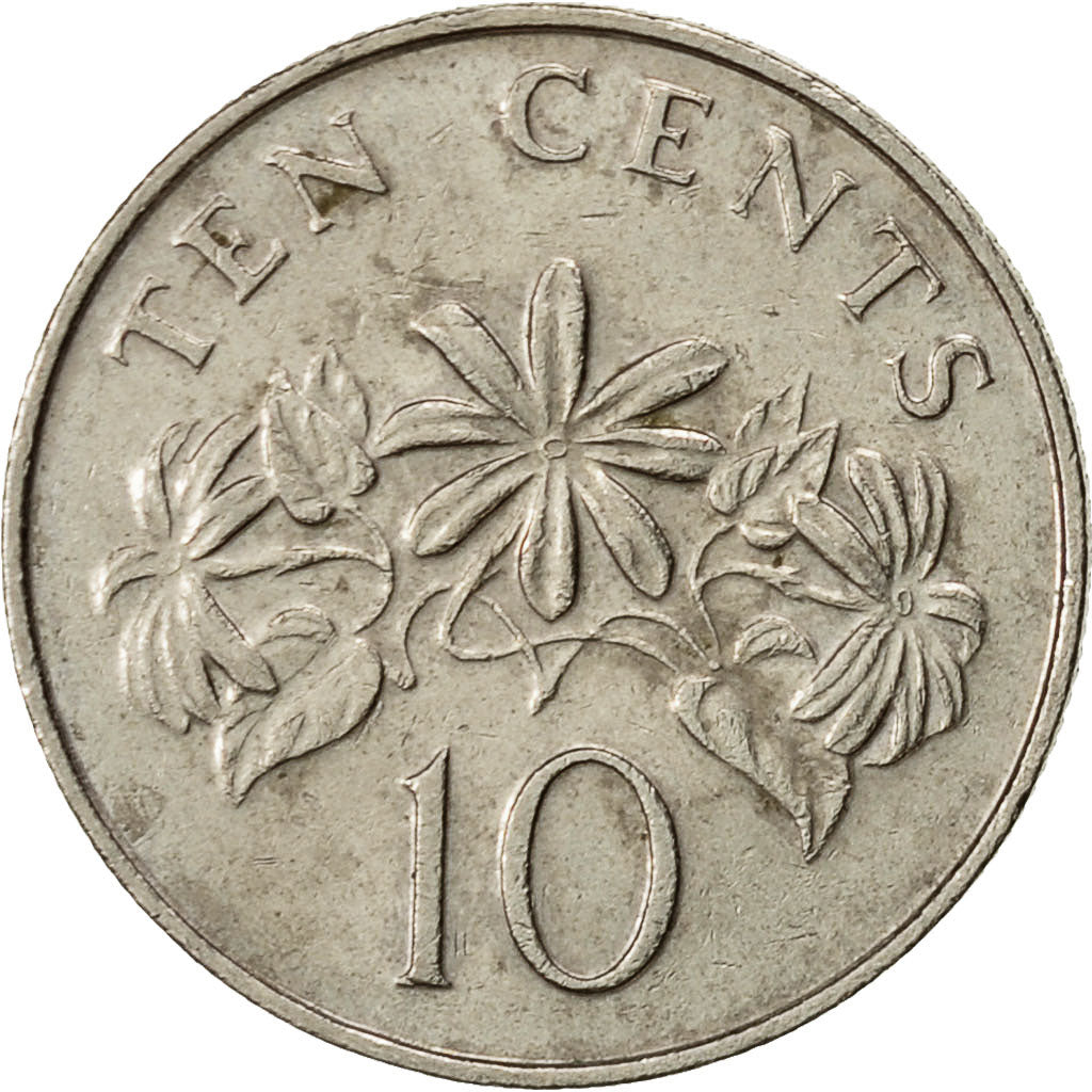 Singapore, 10 Cents, 1987, British Royal Mint, EF(40-45), Copper-nickel, KM:51