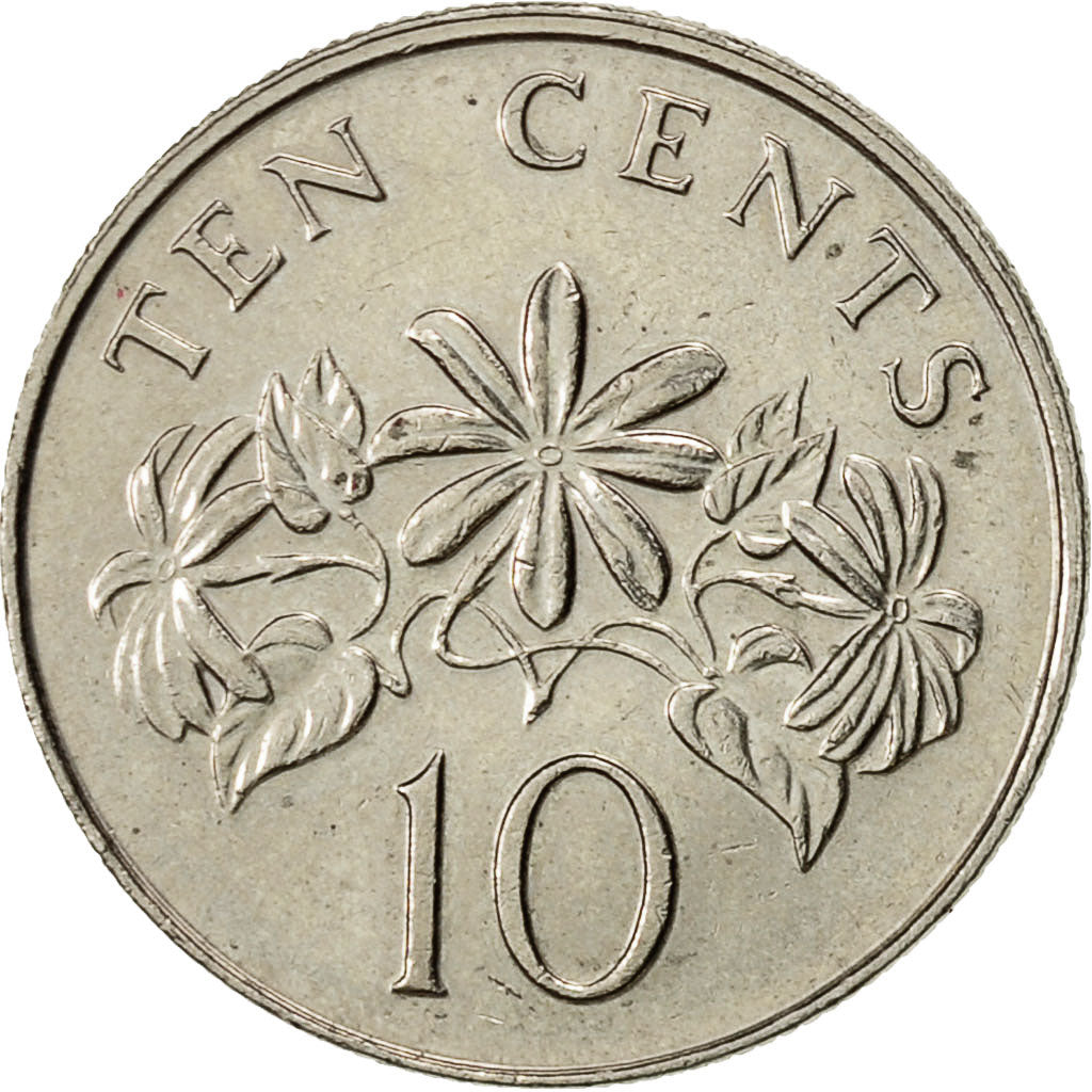 Singapore, 10 Cents, 1989, British Royal Mint, EF(40-45), Copper-nickel, KM:51