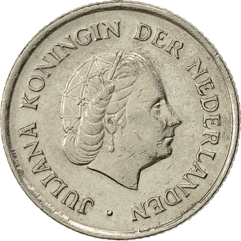 Paesi Bassi, Juliana, 25 Cents, 1975, BB, Nichel, KM:183