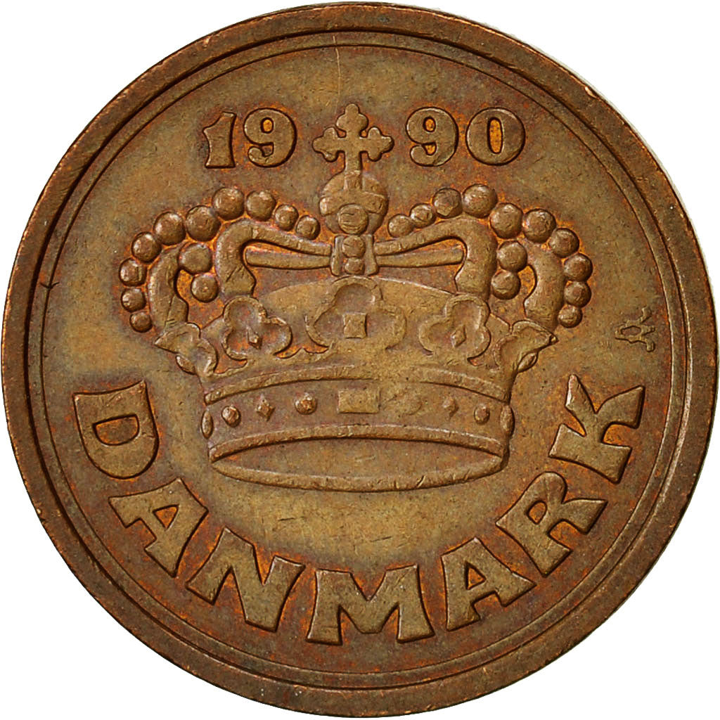 Moneta, Dania, Margrethe II, 50 Öre, 1990, Brondby, EF(40-45), Bronze, KM:866.2