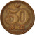 Moneta, Dania, Margrethe II, 50 Öre, 1990, Brondby, EF(40-45), Bronze, KM:866.2