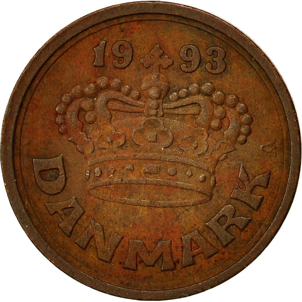 Coin, Denmark, Margrethe II, 50 Öre, 1993, Brondby, VF(30-35), Bronze, KM:866.2