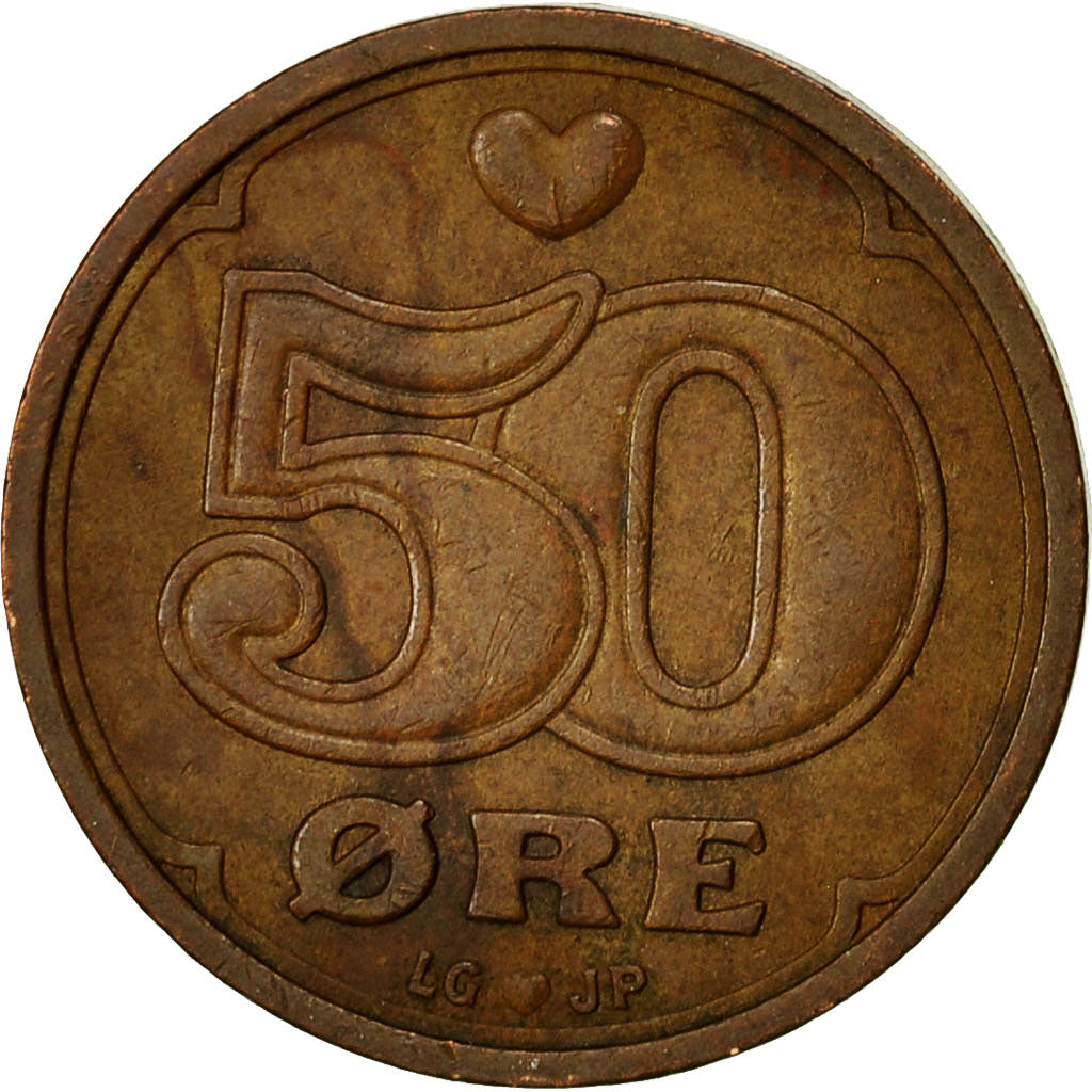 Coin, Denmark, Margrethe II, 50 Öre, 1993, Brondby, VF(30-35), Bronze, KM:866.2