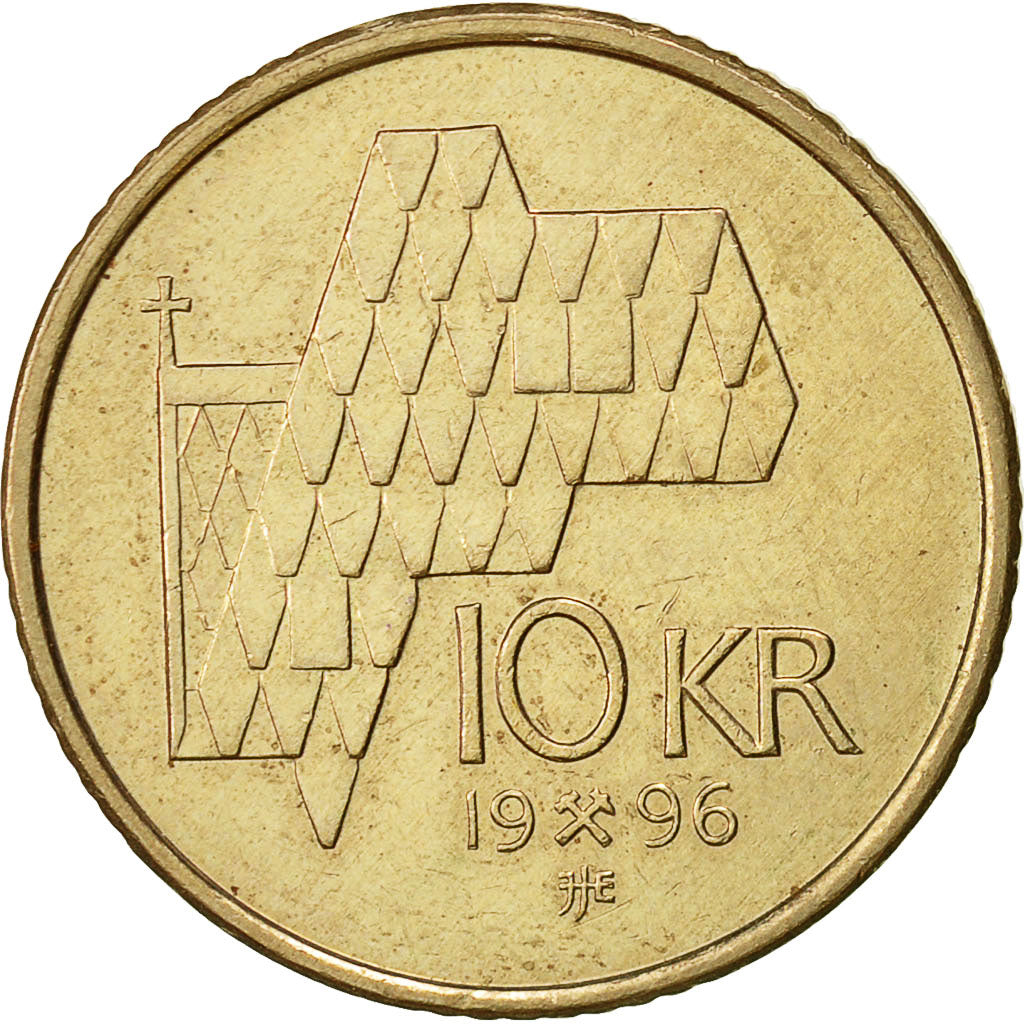 Norway, Harald V, 10 Kroner, 1996, EF(40-45), Nickel-brass, KM:457