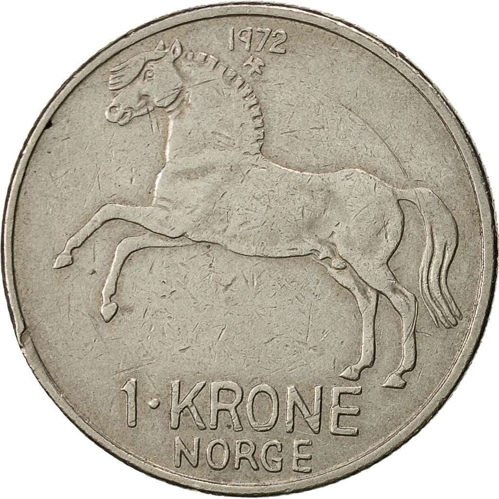 Norway, Olav V, Krone, 1972, VF(30-35), Copper-nickel, KM:409