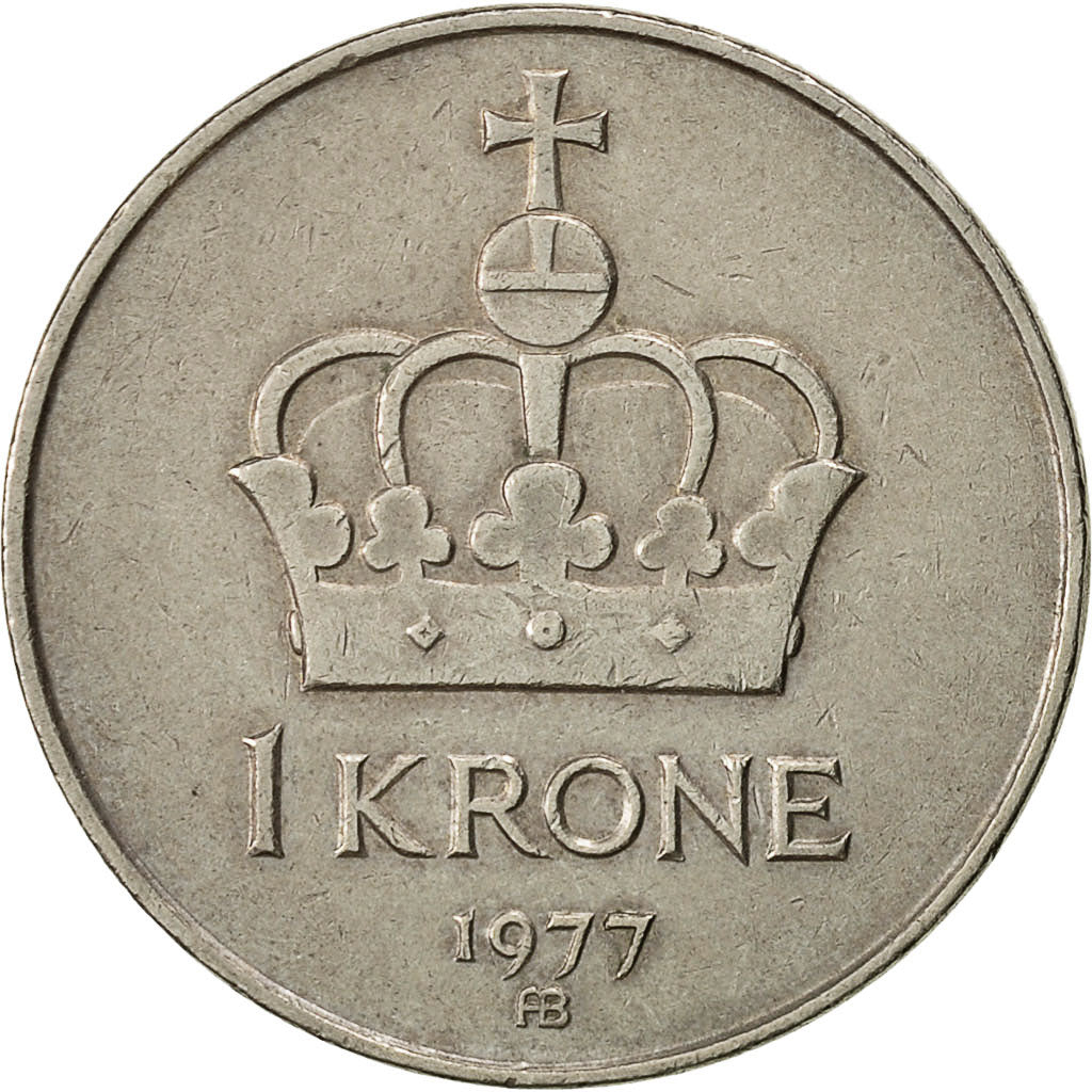 Norway, Olav V, Krone, 1977, VF(30-35), Copper-nickel, KM:419