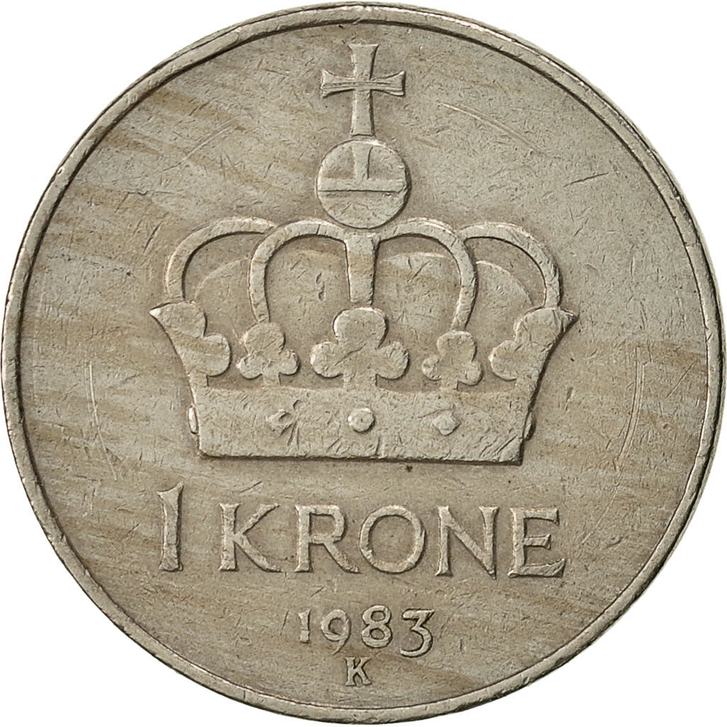 Norway, Olav V, Krone, 1983, VF(30-35), Copper-nickel, KM:419