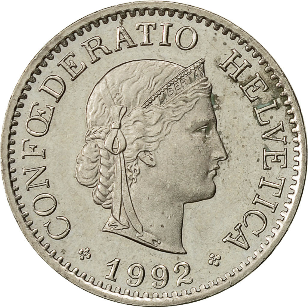 Suiza, 10 Rappen, 1992, Bern, MBC+, Cobre - níquel, KM:27