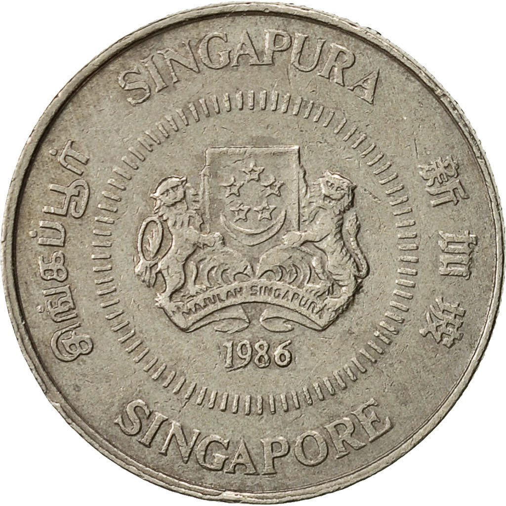 Singapore, 10 Cents, 1986, British Royal Mint, VF(30-35), Copper-nickel, KM:51