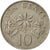 Singapore, 10 Cents, 1986, British Royal Mint, VF(30-35), Copper-nickel, KM:51