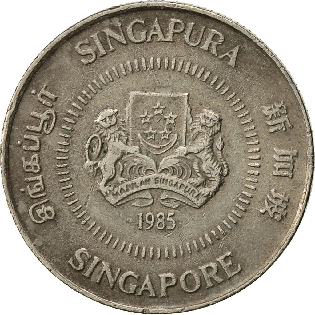 Singapore, 10 Cents, 1985, British Royal Mint, EF(40-45), Copper-nickel, KM:51