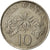 Singapur, 10 Cents, 1985, British Royal Mint, MBC, Cobre - níquel, KM:51