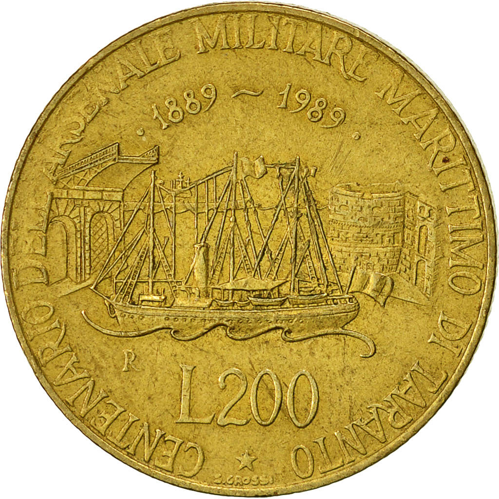 Italia, 200 Lire, 1989, Rome, MB+, Alluminio-bronzo, KM:130