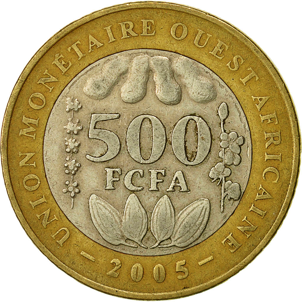 West African States, 500 Francs, 2005, Paris, EF(40-45), Bi-Metallic, KM:15