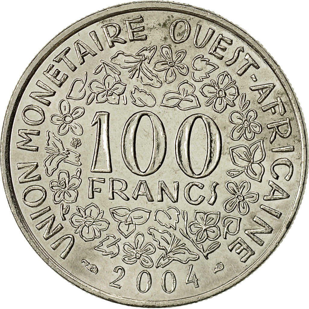 West African States, 100 Francs, 2004, Paris, AU(55-58), Nickel, KM:4