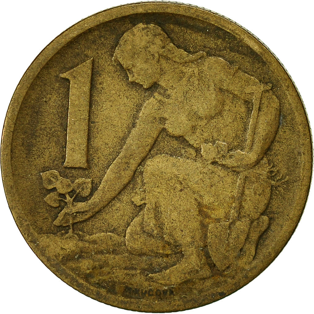 Czechoslovakia, Koruna, 1964, VF(20-25), Aluminum-Bronze, KM:50