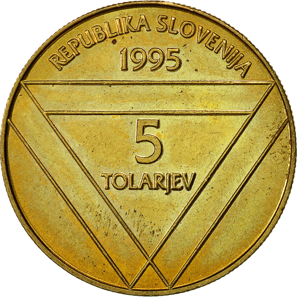 Slovenia, 5 Tolarjev, 1995, AU(50-53), Nickel-brass, KM:26