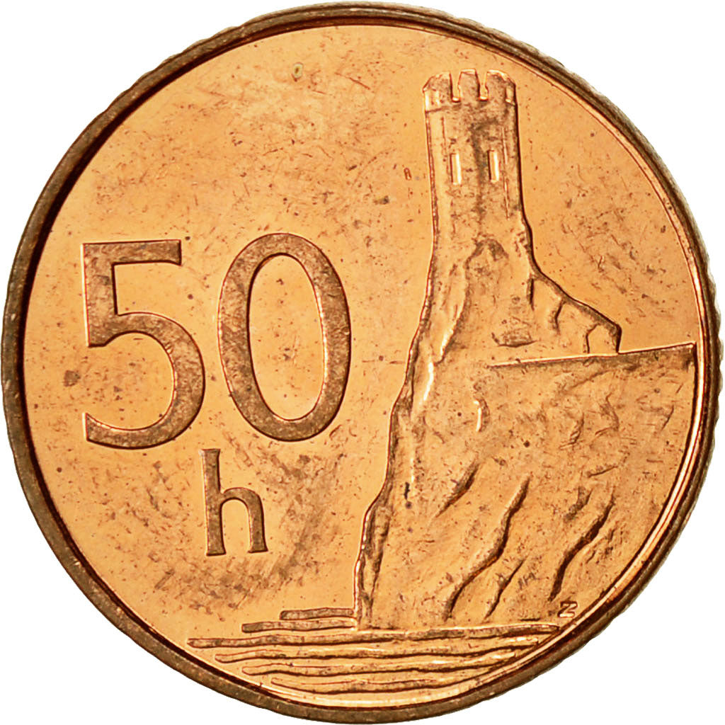 Slovakia, 50 Halierov, 2004, AU(50-53), Copper Plated Steel, KM:35