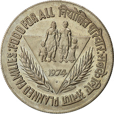 INDIA-REPUBLIC, 10 Rupees, 1974, Mumbai, Bombay, VZ, Copper-nickel, KM:189