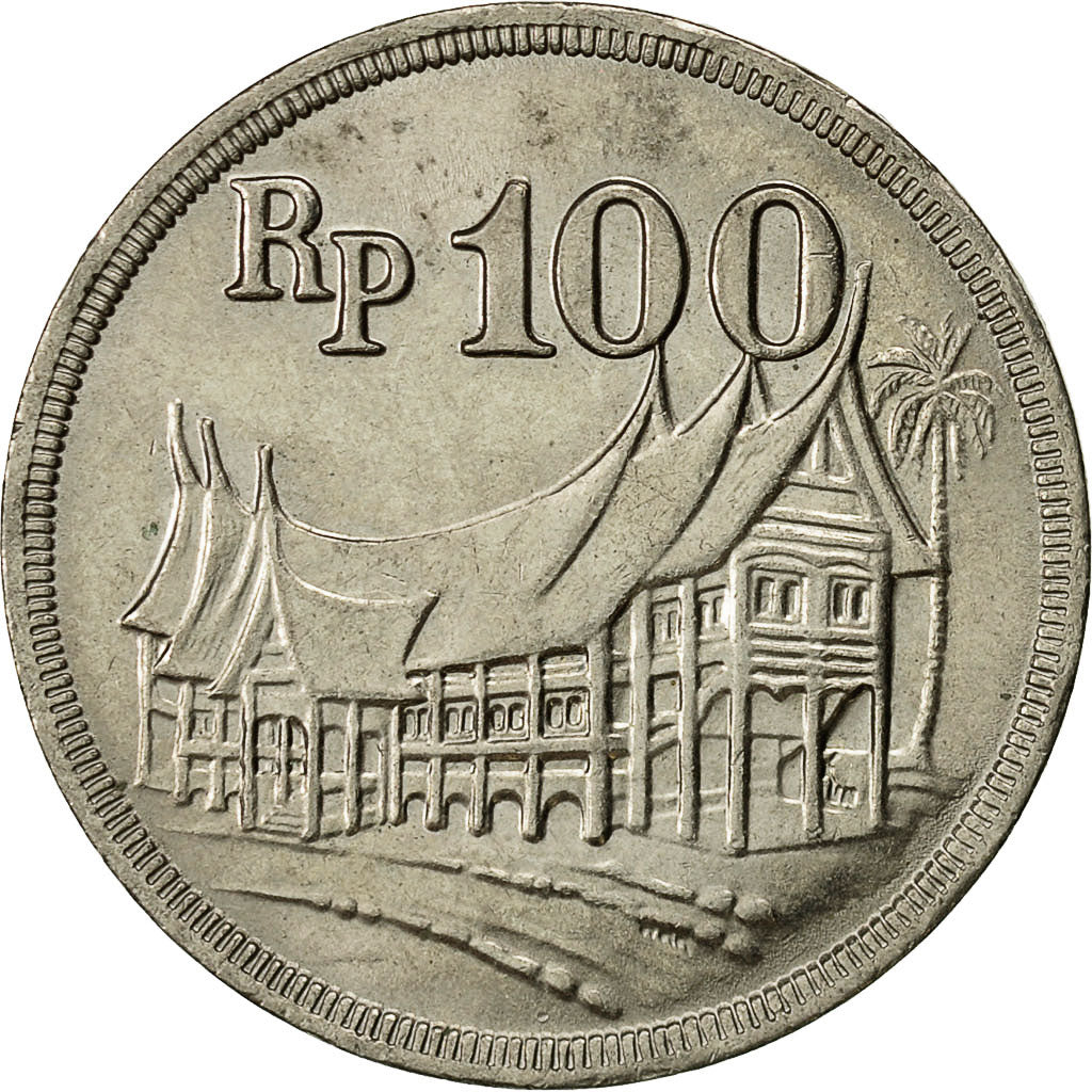 Indonesia, 100 Rupiah, 1975, AU(50-53), Copper-nickel, KM:36