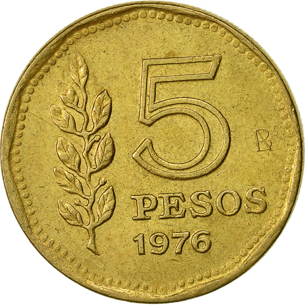 Argentina, 5 Pesos, 1976, EF(40-45), Aluminum-Bronze, KM:71
