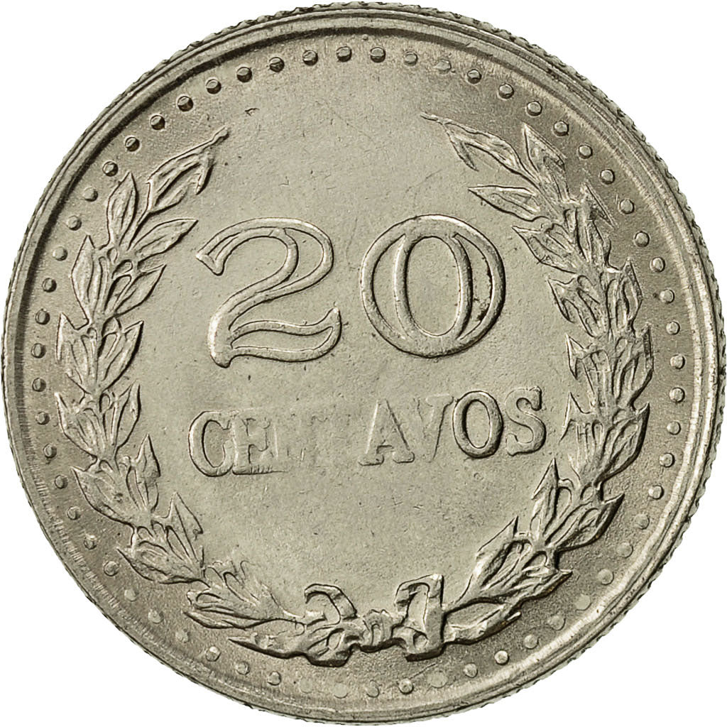 Colombia, 20 Centavos, 1974, AU(50-53), Nickel Clad Steel, KM:246.1