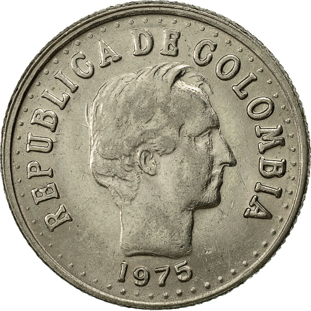 Colombie, 20 Centavos, 1975, SUP, Nickel Clad Steel, KM:246.1