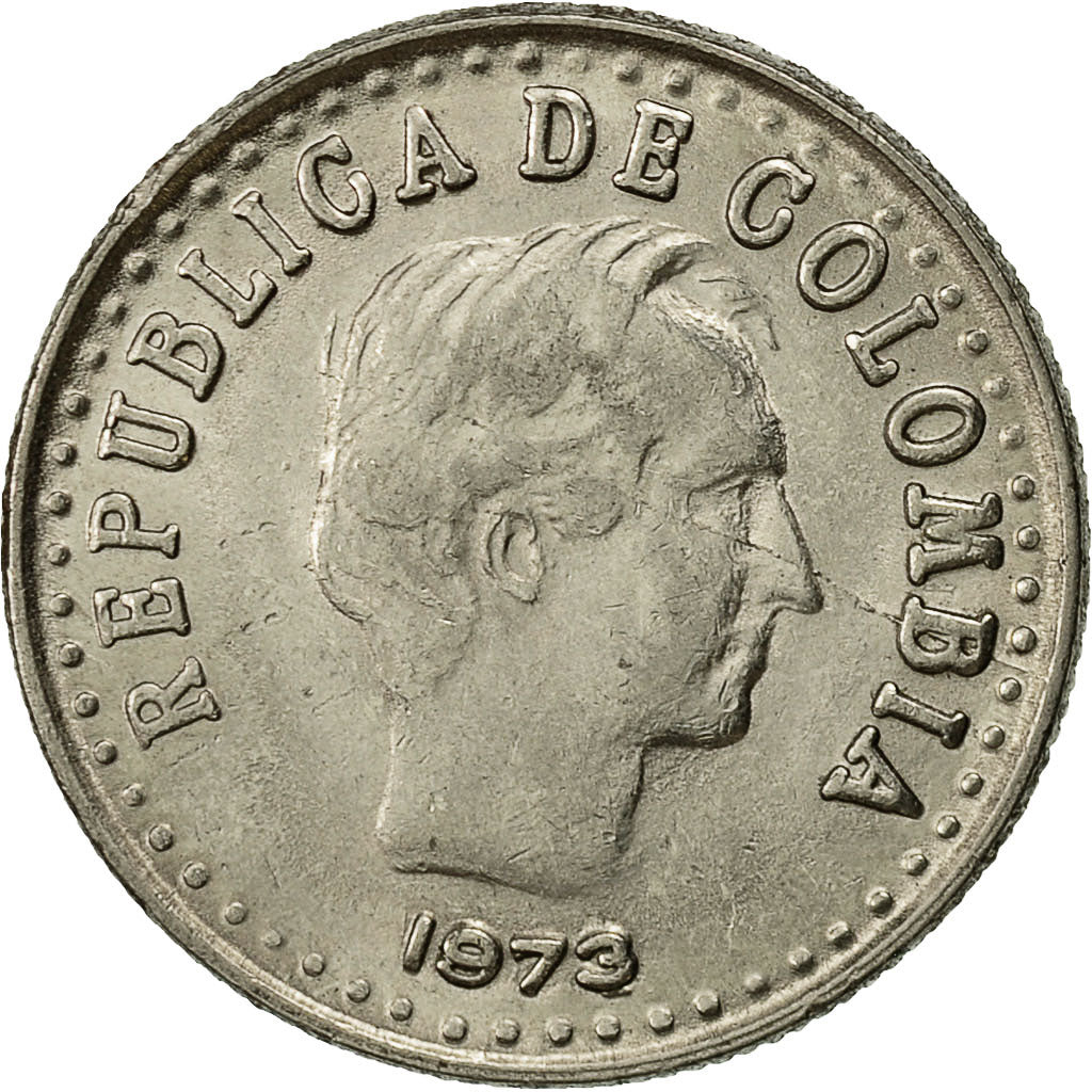 Colombia, 20 Centavos, 1973, AU(50-53), Nickel Clad Steel, KM:246.1