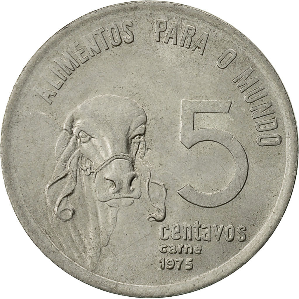 Brazil, 5 Centavos, 1975, AU(50-53), Stainless Steel, KM:587.1