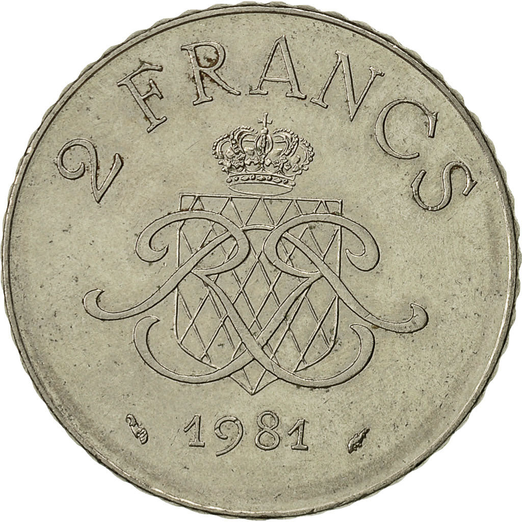 Monaco, Rainier III, 2 Francs, 1981, AU(50-53), Nickel, KM:157