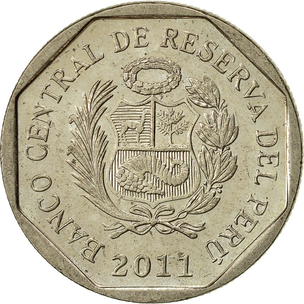 Peru, 50 Centimos, 2011, Lima, AU(55-58), Copper-Nickel-Zinc, KM:307.4