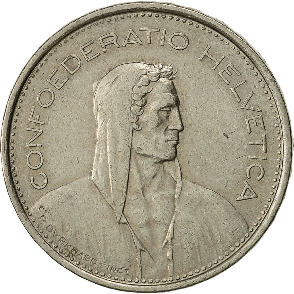 Switzerland, 5 Francs, 1974, Bern, EF(40-45), Copper-nickel, KM:40a.1